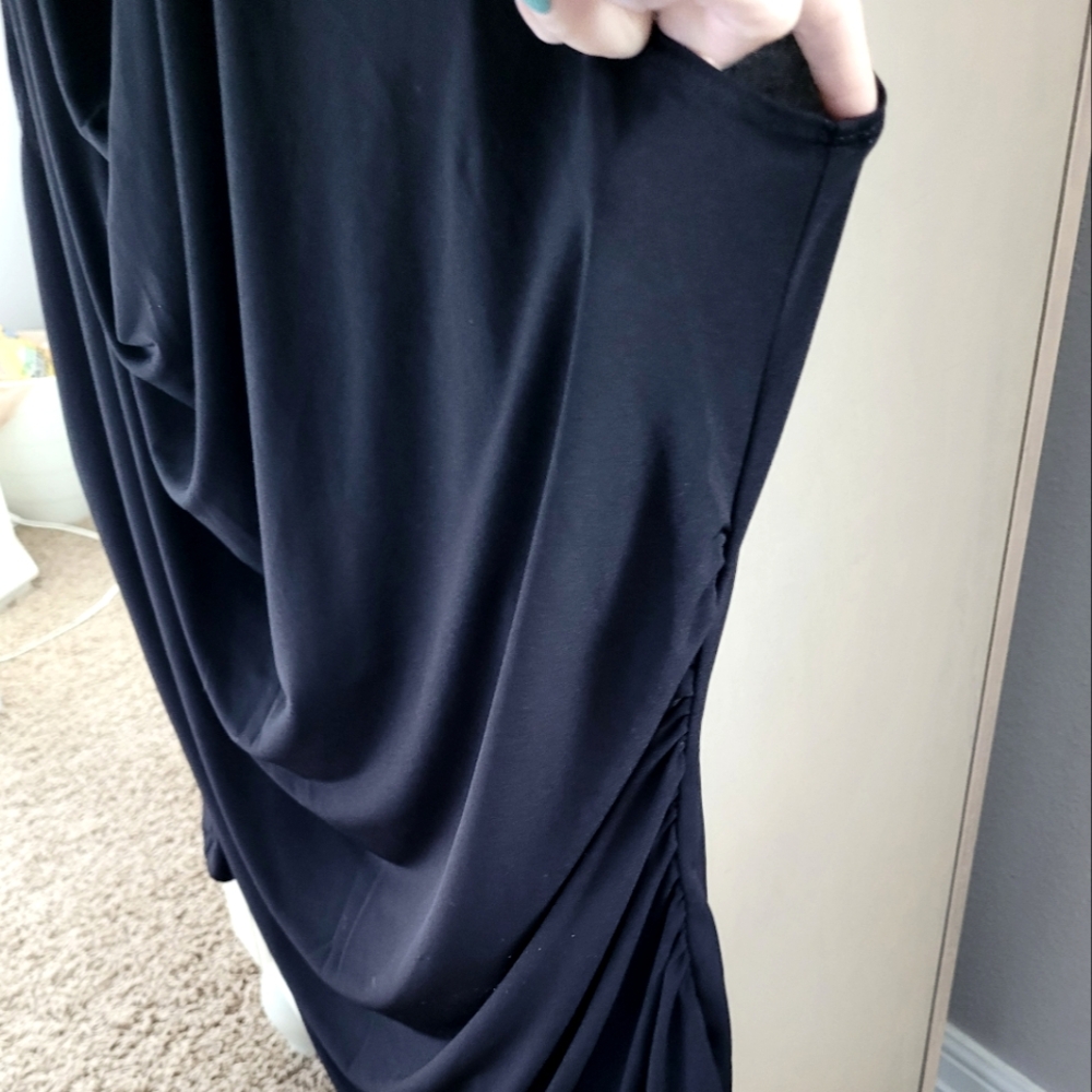 Worthington basic black dressy top w/ side ruching, draping scoop neck size 3X - Picture 5 of 6